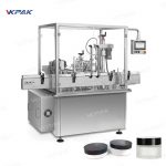 Automatinė besisukanti kosmetikos kremo stiklainių užpildymo sandarinimo varžtų dangtelis linija