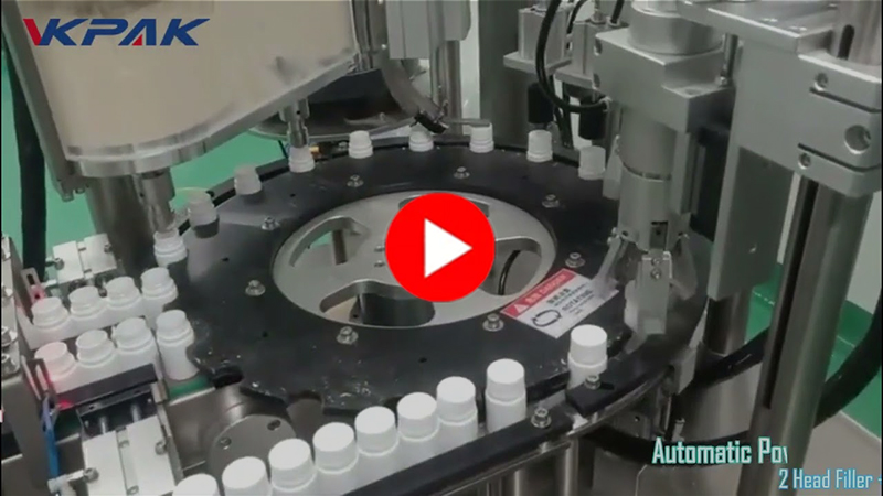 Monobloko miltelių butelių užpildymo ir uždengimo mašina