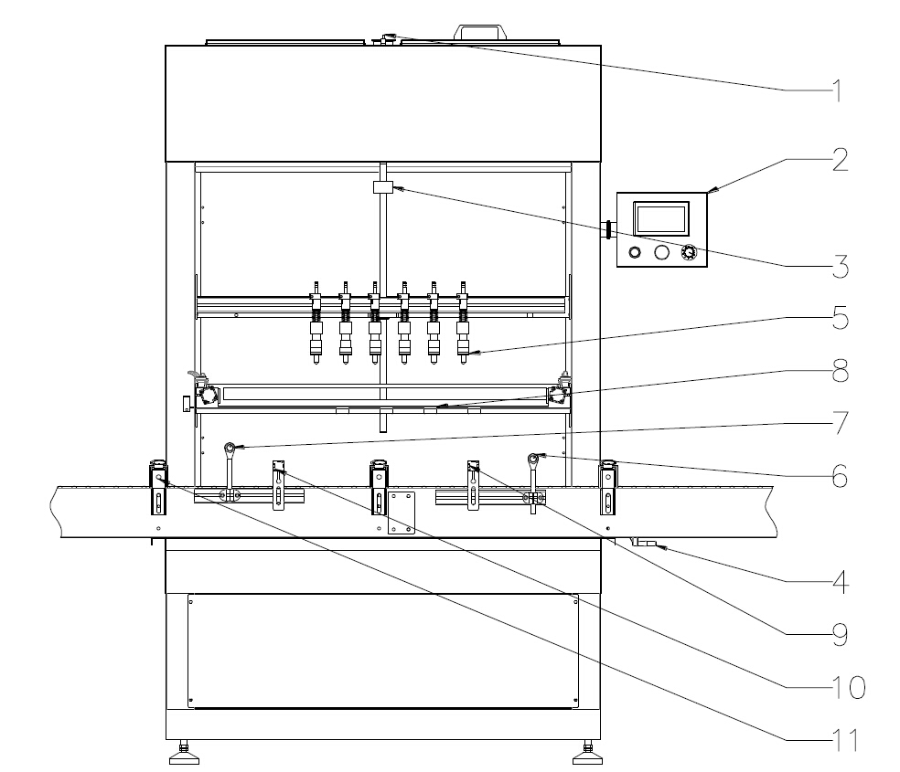 drawing of overflow filling machines perpildymo mašina automatinė.jpg